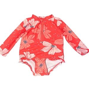 Simple Joys Baby Girl Long Sleeve Floral Swimsuit 3-6M Rash Guard UPF 50+